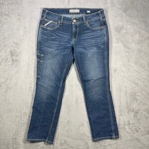 Ariat Rebar Riveter Straight Jeans Womens 30S(31x28) Blue DuraStretch Nightride